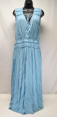 NWT Elie Tahari Shirred Silk Midi Florence Blue Dress Size Medium
