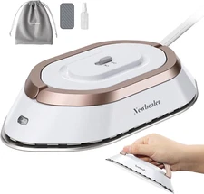 Travel Iron with Dual Voltage - Lightweight Non-Stick Dry Iron for Clothes WHITE