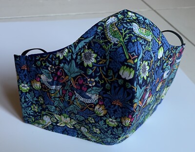 Dreilagige Gesichtsmaske (100 % Baumwolle) Medium Erwachsene Liberty Stoff mit Nasendraht