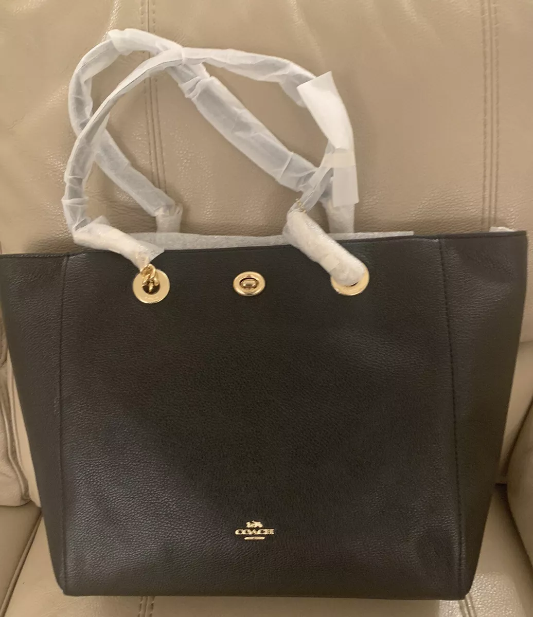 coach black leather tote bag