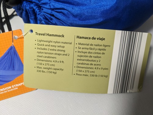NEW- Adventuridge Travel Hammock 4.9×9" Ft Holds 330lbs Rope Straps & Carabiners - Picture 6 of 6