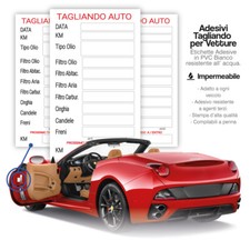 100 50 Tagliando Auto Cambio Olio Etichetta Adesivo PVC IMPERMEABILE RESISTENTE