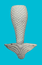 Mermaid tail wall hook off white cast iron