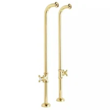 Signature Hardware Freestanding Tub Supplies with Shutoff Valves, Polished Brass