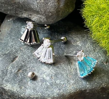 1pc Princess Cut Gem Fan Tragus Helix Cartilage Ring 16g 1/4"- choose your color