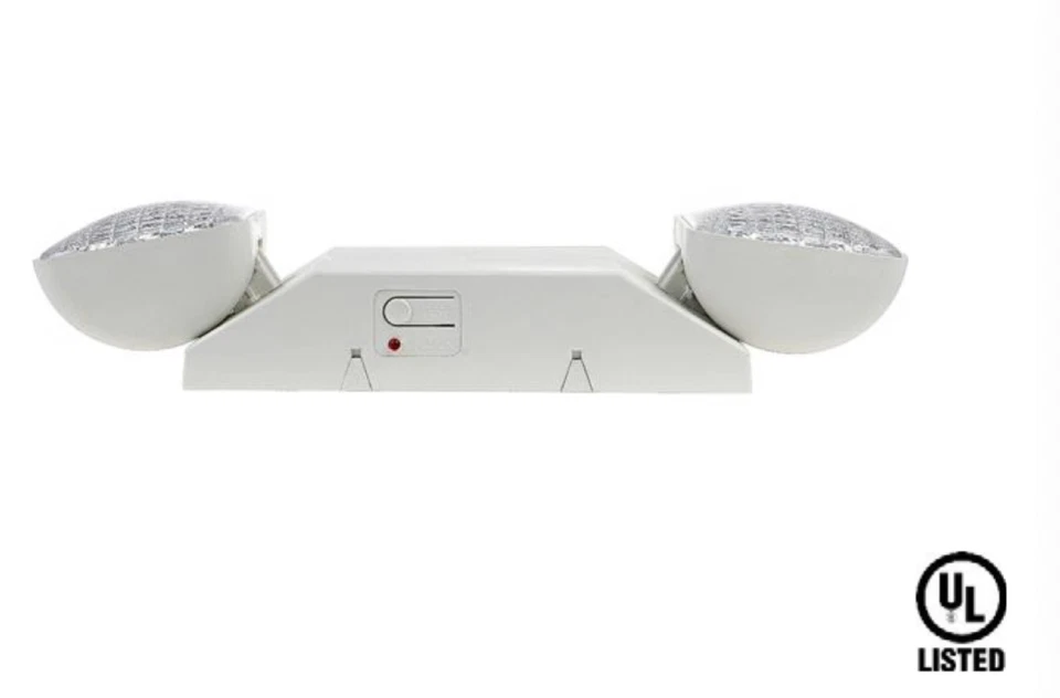 Paquete de 6 luces LED de salida de emergencia ajustables de 2 cabezales con batería de respaldo UL 924 Foto 4 de 4