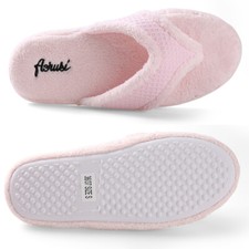 Aerusi Pink Warm Cotton Flip Flops Indoor Cozy Spa Open Toe Slippers Size 9-10