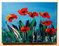FLOWERS red ████████ MODERN CANVAS  original oil painting ABSTRACT ART █b█dv████