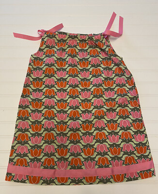 Hanna Andersson Colorful Mod Tulip Floral Shift Dress Pink Orange 110 US 5