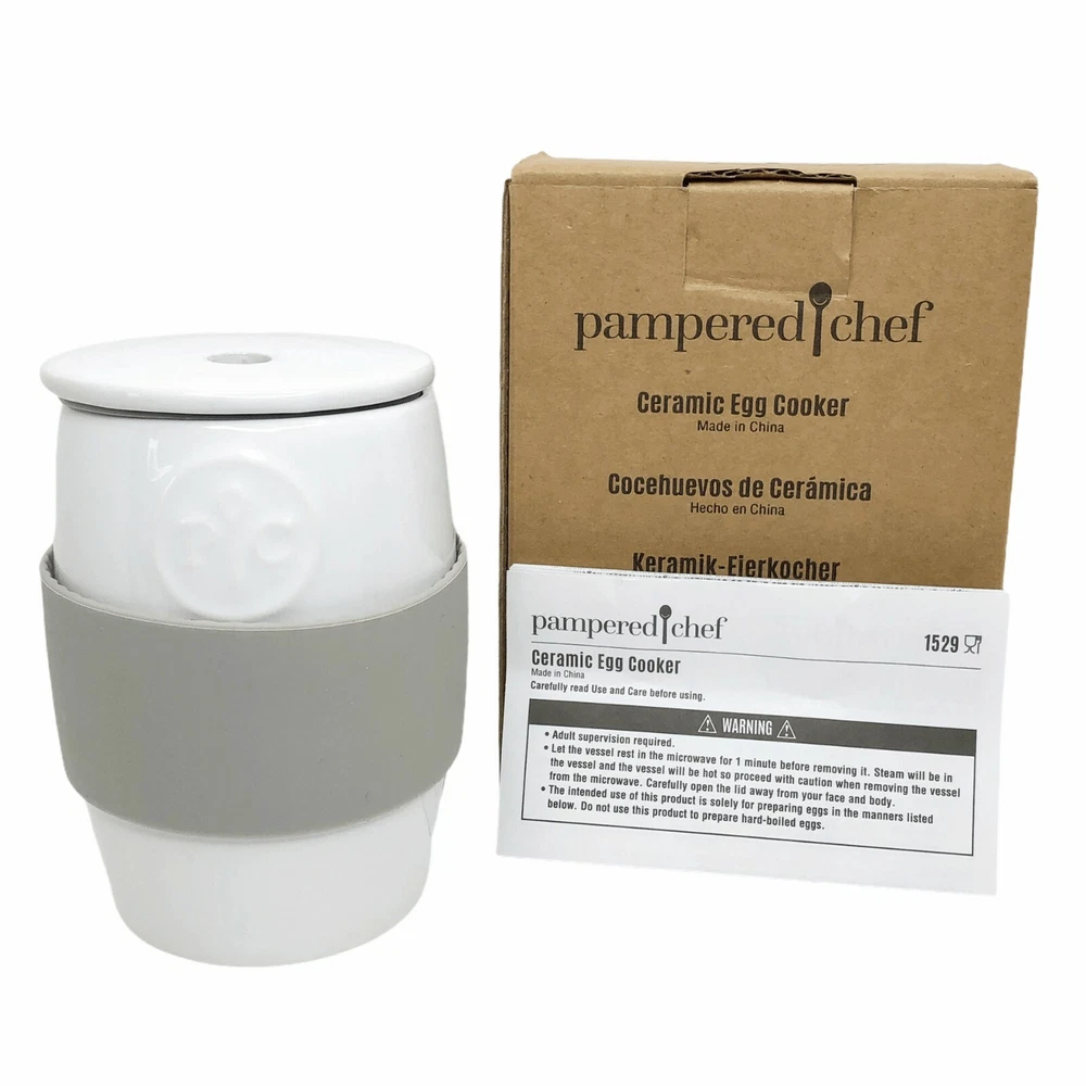Pampered Chef Ceramic Egg Cooker 1529 White Microwave Cooking Kitchen Gadget Pampered Chef Ceramic Egg Cooker 1529 White Microwave Cooking Kitchen Gadget