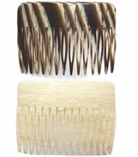 Women French Hair Styling Hold Side Back Comb Tooth Beige Vintage Made in France