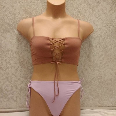 Dippin' Daisy's Women's Bikini Corset Lace Up Multi-Color  Top M Bottom Large 