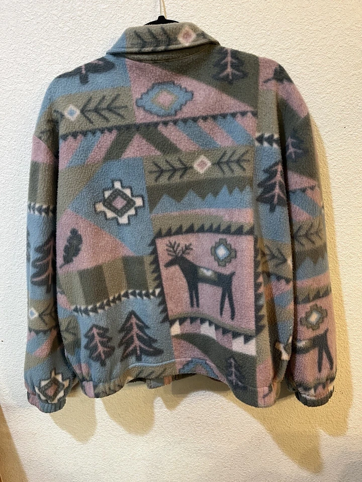 Chaqueta polar Teddi talla XL cremallera completa suroeste vacaciones invierno bolsillos tribales Foto 2 de 4