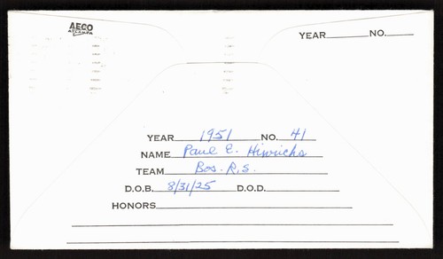 Paul Hinrichs Signed Baseball Stamp Cachet Envelope Boston Red Sox Auto - Picture 2 of 2