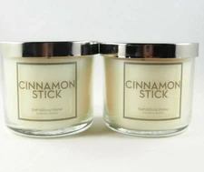 (2) Bath & Body Works CINNAMON STICK Nutmeg Single Wick 4oz Mini Candle Lot Set