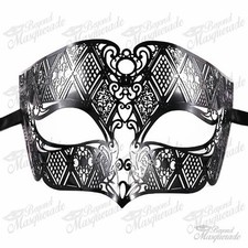 Mens Unisex Filigree Light Metal Mardi Gras Venetian Masquerade Mask Black 