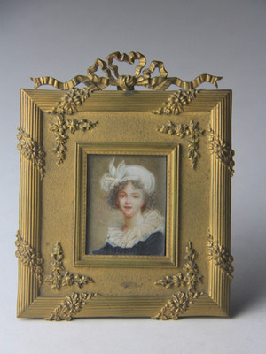 Antique French Gilt Bronze Framed Portrait of Madame Le Brun