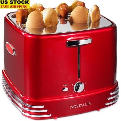 Hot Dog Maker Toasts Sausages Buns Adjustable Timer Easy Clean Drip Tray Tongs
