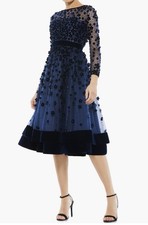 Mac Duggal 67007 Embellished Illusion Long Sleeve Fit & Flare Dress, Size 10