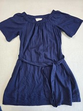 Banana Republic Womens Off-Shoulder Linen Blend Dress M Navy Blue