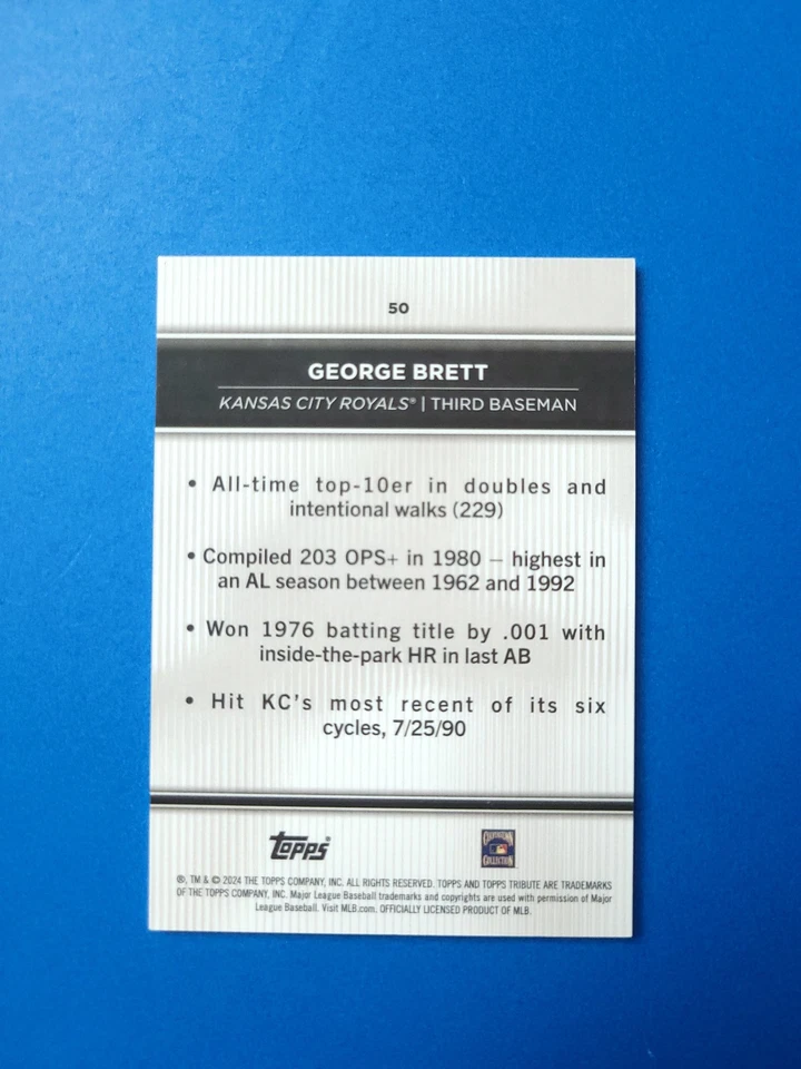 2024 Topps Tribute George Brett #50 Gold /75 Kansas City Royals - Image 4 of 4
