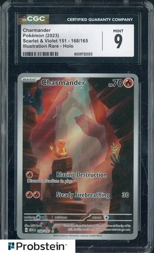 2023 Pokemon Scarlet & Violet 151 168/165 Charmander Illustration Rare Holo CGC9