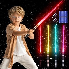 Light Up Sabers for - 4 Pack 7 Colors Retractable Power Sword with FX Sound M...