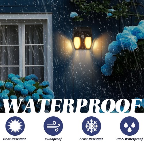 Solar Wall Lights Dual Bulbs Outdoor, Dusk to Dawn Motion Sensor Lights Water... - Picture 5 of 7