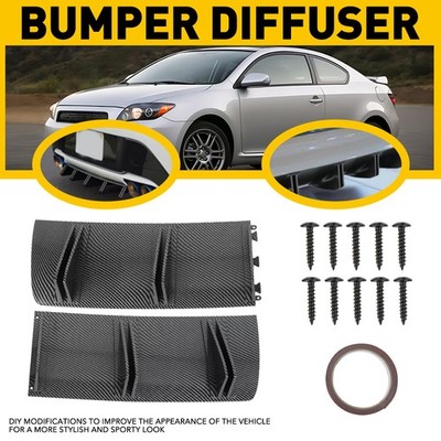 Carbon Fiber Rear Bumper Lip Diffuser Shark Fin Splitter Spoiler Wing Fit Honda