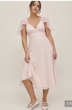 NWT Reformation Pia Pink Blush Swiss Dot Midi Dress Size 10
