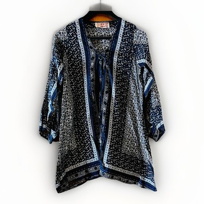 Made From The Earth Wear In Peace Kimono Top Cotton Boho Festival Indigo OSFM