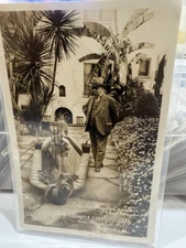 Man in Garden Los Angeles 1933 RPPC Personal Photo Vintage Postcard California
