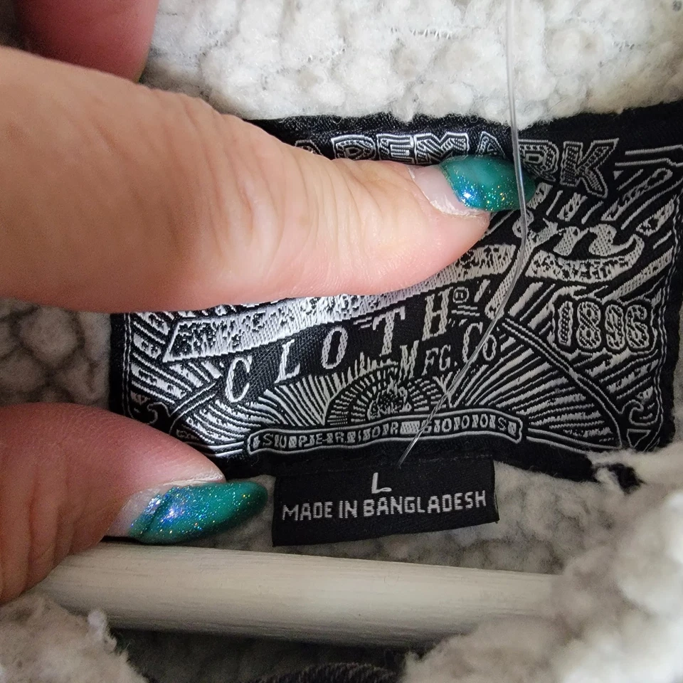 Chaqueta de camionero de mezclilla Brooklyn Cloth para hombre negra Sherpa forrada occidental talla grande Foto 4 de 4