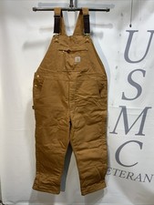 Mens Carhartt Brown Canvas Insulated Loose Fit Carpenter  s Bib Overalls Size XL
