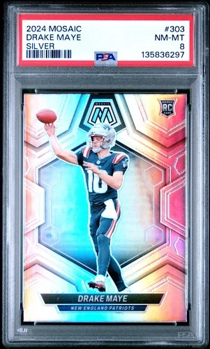 2024 PANINI MOSAIC SILVER #303 DRAKE MAYE ROOKIE RC PSA 8