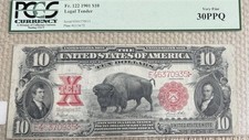 1901 $10 Legal Tender BISON FR 122 PCGS Banknote VF Vey Fine 30 PPQ