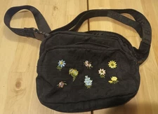 Baggu Waist Bag/ Fanny Pack BLACK ditsy floral pattern.