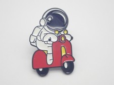 Astronaut Riding Red Vespa Vintage Lapel Pin