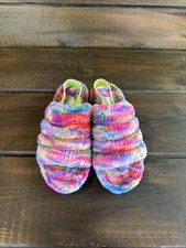 UGG Fluff Yeah Pixelate Multicolor Fluffy Slippers Sandals Women Size 6