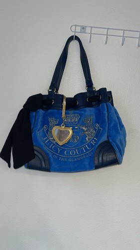 RARE Vintage JUICY COUTURE Y2K Daydreamer Fairytale Velour Bag Royal Blue