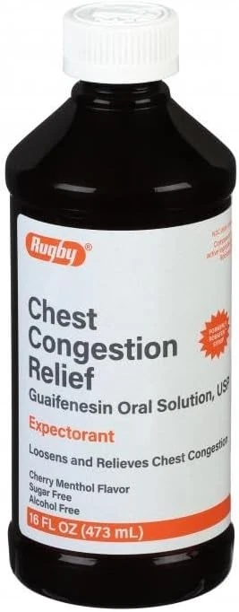 Paquete de 3 guaifenesina alivio congestión pecho rugby 100 mg mentol cereza 16 OZ Foto 2 de 3