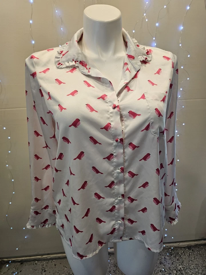 Kate Spade Dream A Little Dream Pajama Top Womens 1  Long Sleeve Button Birds  — 第 2/4 张图片