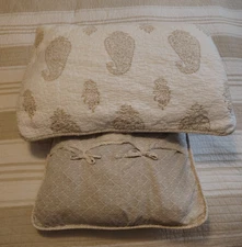 Tahari Set of Two Pillow Shams 19 1/2" x 26" Beige and Cream Paisley Leaf