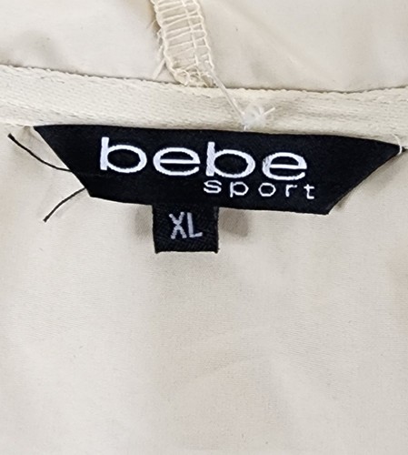 Bebe Sports Jacket Womens XL Cream Full Zip Hooded 90s Y2K Vintage Windbreaker - Picture 4 of 13