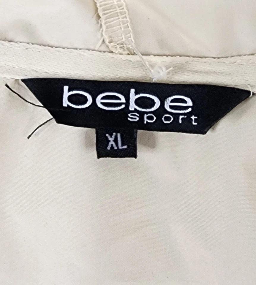 Chaqueta deportiva Bebe para mujer XL crema cremallera completa con capucha años 90 Y2K cortavientos vintage Foto 4 de 4