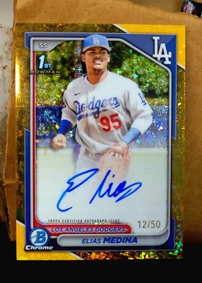 Elias Medina 2024 Bowman Chrome 1st AUTO CPA-EME Gold Mini Diamond /50 Dodgers