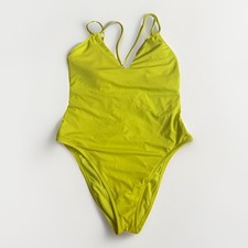 Unbranded Women Size L Electric Yellow One-Piece Swimsuit Strappy Back