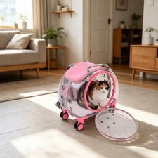 Pet Travel Carrier w/ Wheels Telescopic Handle Pet Trolley Case Cat Dog Carrier