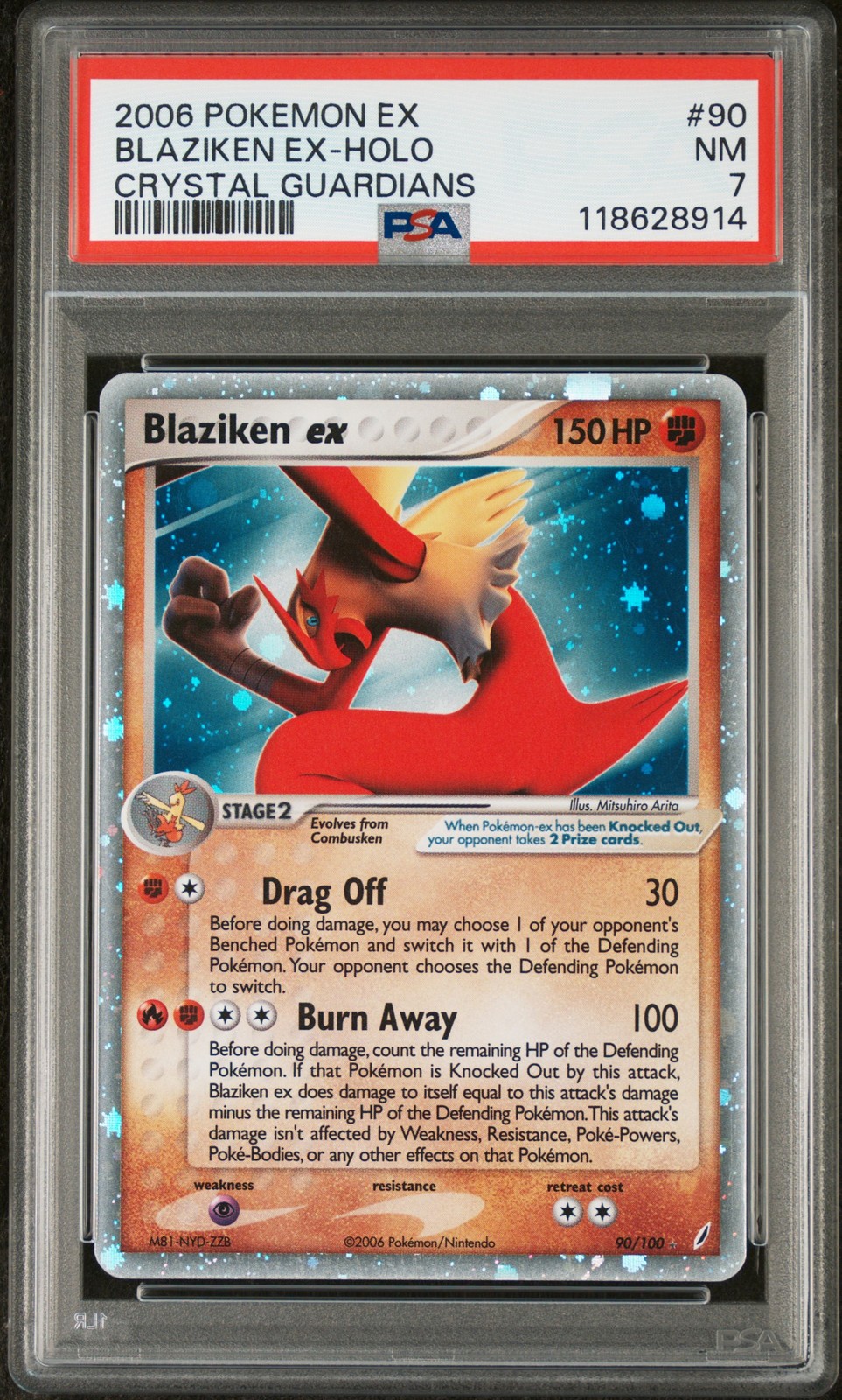 2006 POKEMON EX CRYSTAL GUARDIANS #90 BLAZIKEN EX-HOLO PSA 7