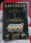 Las Vegas Slot Machine COLORIZED 5 GRAM .999 FINE PURE SILVER BAR Ingot